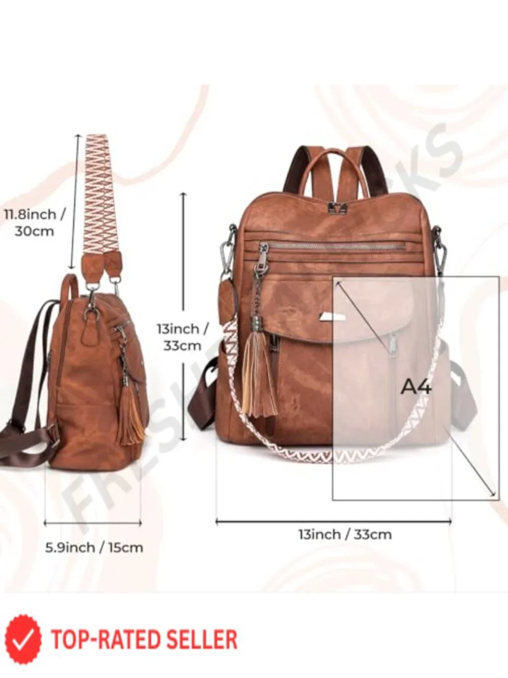 PU Leather Backpack Purse for Women, Convertible Handbag